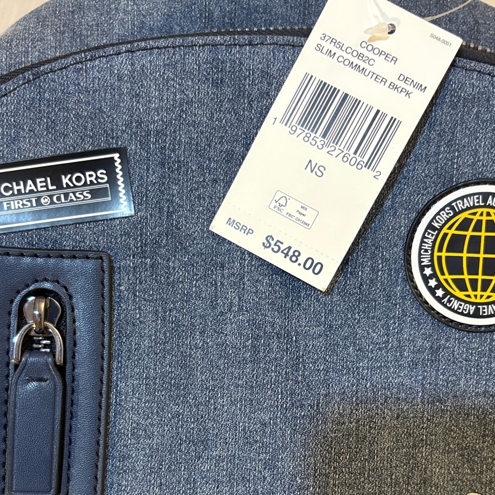 NWT Michael Kors denim backpack, 15"x12" - Picture 4 of 9